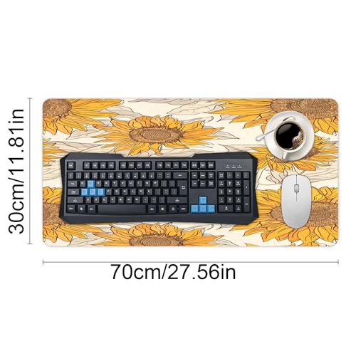 XXL Gaming Mouse Pad Sunflower Vintage Floral Flower XXL Gaming Mouse Pad Large Desk Mat Protector for Desktop, Anti-Slip Rubber Extended Computer Keyboard Mat Writing Pad, 11.8 * 27.5 in,B-1476 - color: B-1476, size: 11.8*27.5 In