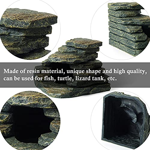 FEDOUR Aquarium Ornaments, Aquarium Mini Skull Skeleton/Aquarium Mini Castle/Aquarium Hippon Cave/Aquarium Rock Stone Cave Decoration, Fish Tank Decoration Landscape Hiding House (Rock Cave)