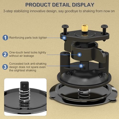 MINIFOCUS Suction Cup Base with 1/4" Female Threaded for Hook, Camera or Phone Mount, Magic Arm, Heavy Duty Suction Cup for Windshields, Smooth Walls, Mirrors, and Other Glossy Surfaces