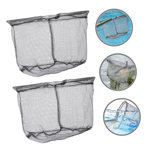 OSALADI 4pcs Foldable Fishing Landing Net Heads with Deep Black Mesh, Stainless Steel Frame, Replacement Netting for Freshwater and Saltwater Anglers
