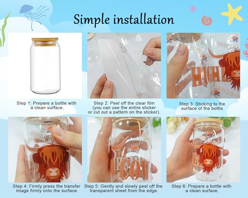 Rngmsi UV DTF Cup Wraps for 16 oz - 8 Sheets Animal UV DTF Cup Wrap Dinosaur Mermaid Sea Animal Waterproof UV DTF Wraps for Glass Cups Wood Crafts - style: Animal