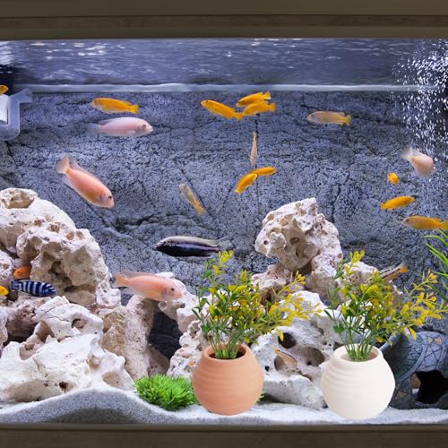 Saim Aquarium Mini Ceramic Pots Decoration Fish Tank Accessories Anti-Floating Aquarium Plant Weights Plant Holder for Fish Tank