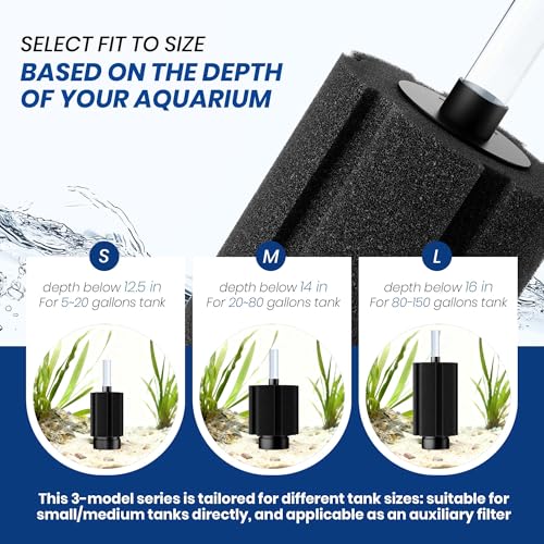 ALEGI Aquarium X Large Sponge Filter 150 Gallon,125 Gal Sponge Filter with Air Stone for Large Fish Tank (6 pcs) - size: 6 pcs