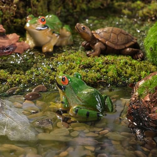 4pcs Miniature Green Frog Figurines Simulated Small Animal Resin Garden Sculpture Cute Funny Frogs Indoor Outdoor Realistic Statue for Micro Landscape Fish Tank Terrarium - style: Frog