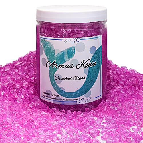 1.5 lb Purple Crushed Glass for Crafts, 3-6mm Chunky Broken Glass Pieces, Vibrant Colored Irregular Shards for Canvas Art, Vase Filler, Mosaics & Home Décor - color: Purple