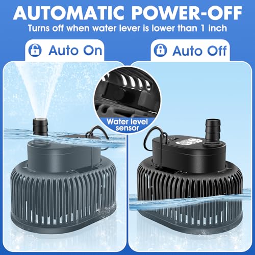 Pool Cover Pump Above Ground, Automatic Water Sensor, Sump Pump for Pool Draining, Pool Cover Water Removal 4 Adapters, 16ft Hose & 25ft Power Cord, 850 GPH (Black)