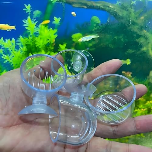 2Pcs Aquarium Plant Pot, Fish Tank Planter with Suction Cups, Plants Holder Decoration Cup