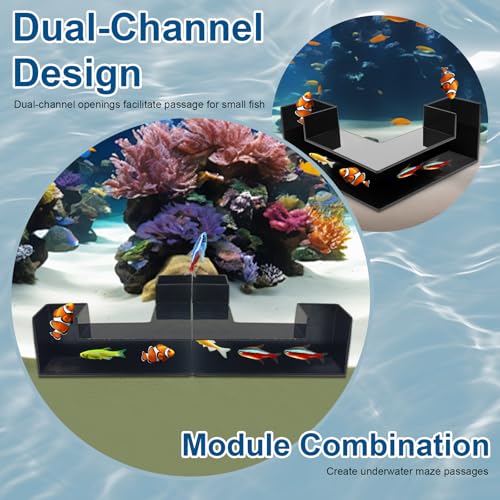 Aquarium Tunnel and Fish Cave – Dual-Entrance Underground Hiding Caves for Small Fish, Fish Tank Decor for Shrimp, Corydoras, Loaches, Betta and Small Bottom Dwellers