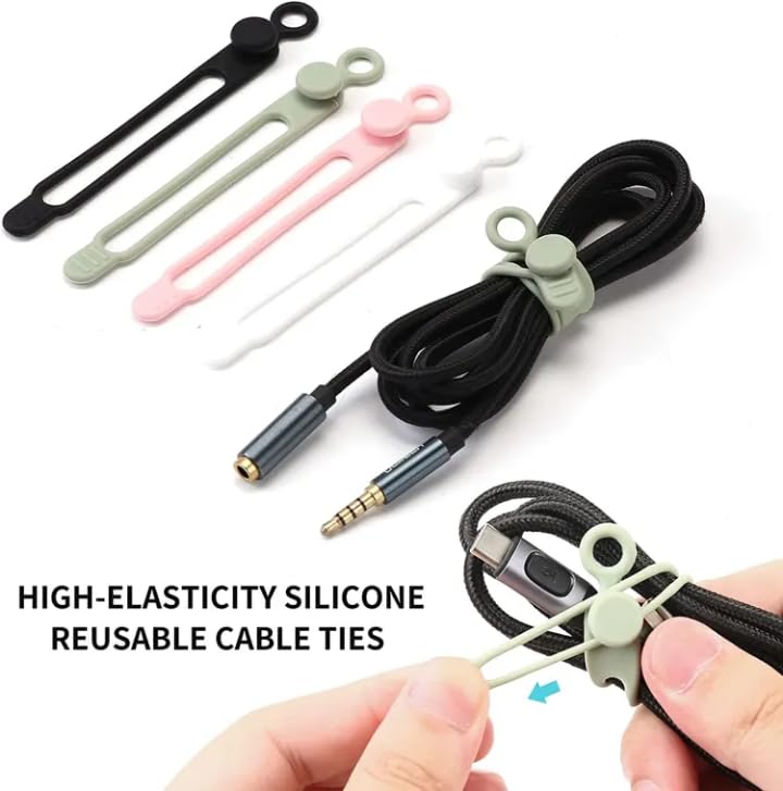 Silicone Cable Organizer Clips with Extra Strong Adhesive – No Slip Wire Holder for Charging Cables, USB, Earphones – Desk, Office, Home & Car Cable Management