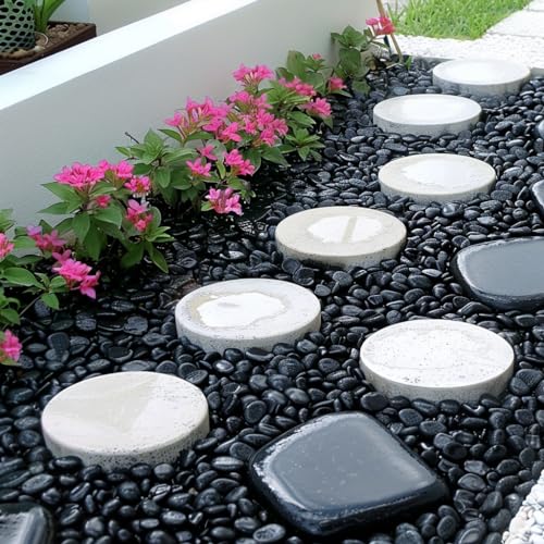 HappyFiller 18 LB Black Pebbles Decorative Polished Terrarium Rocks Stones for Aquarium,Fish Turtle Tank,Fountain,Plants Top Dressing,Cactus,Succulents,Garden Landscaping,0.8-1.6 Inch - color: Black