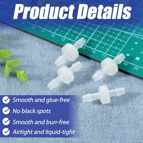 4 Packs 1/4 Inch Check Valve 6mm One-Way Barb Hose Plastic Non Return One Way Inline Hose Barb White Oil Water Pump Check Valve for Air Intake Feed