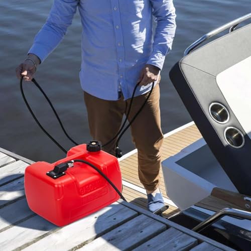 Portable Boat Fuel Gas Tank, 3 Gallon/12L Outboard Marine Boat Tank with Transfer Hose & Gauge for Outboard Engine, Yacht, Fishing Boat - size: 3 Gal