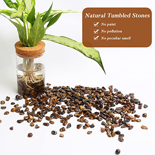 QICQDRAM Polished Gem Stones Rocks Crystals 0.9 Lb/405g Natural Tumbled Stones Tiger's Eye Crystal Chips Bulk for Healing Crystals & Fish Tank Rocks Gravel, Vase Filler, Plants Decor - color: Tiger's Eye