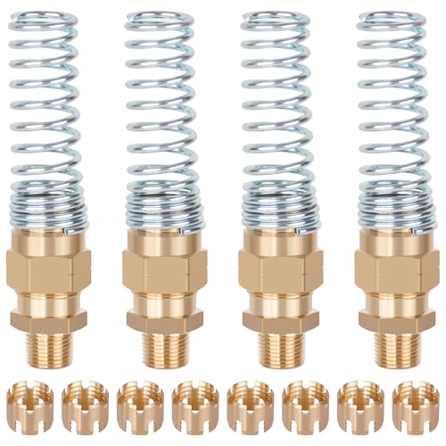 4Pcs Brass 3/8” Air Hose Fittings DOT Air Fittings with Spring Guards, 3/8” Male Connector for Rubber Tube, Air Brake Hose End Fittings, with 8Pcs Fitting Sleeve Tubes - size: 3/8" Hose x 3/8" Male, style: 4pcs Connector with Spring Guard