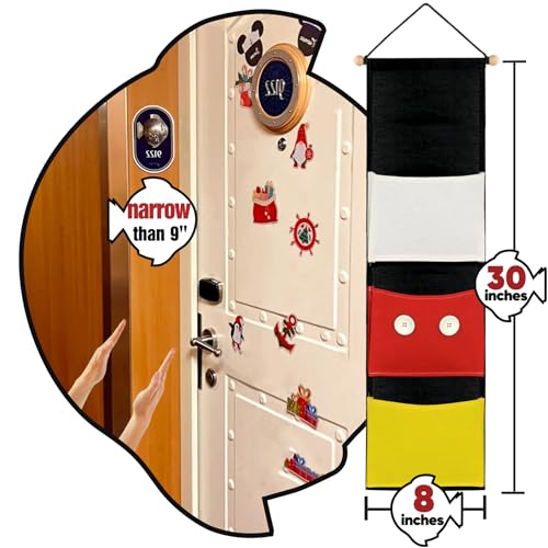 RUNROLE 8 Inch Narrow Fish Extender to Right Fit the Cabin Door - 1, 2, 3, 4 Pocket Hanging Storage Organizer, Easily Customize, 2026 & 2027 FE for Gift Exchanges and Pixie Dust, Cruise Essentials - size: 3 Pockets
