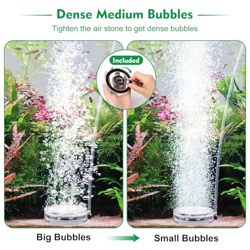 hygger Air Stones for Aquariums, Transparent Acrylic Fish Tank Bubbler Kit with Air Tube, Ultra Silent Bubble Stone Super-High Dissolved Oxygen Diffuser for Aquarium Fish Tank and Hydroponic - size: 3.1 inch