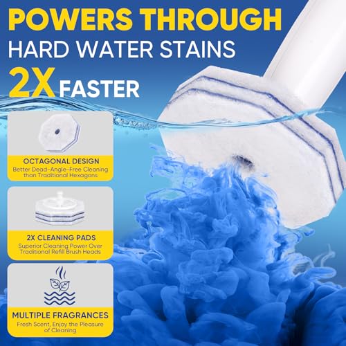 120Ct Aromative Toilet Brush Refills, Toilet Bowl Cleaner Refills, Double-Layer Cleaning Pads Added, Disposable Refill Heads for Toilet Bowl Cleaner Wands，Bulk （Patented） - color: Lemon, Blue Ocean, Lavender(120P)