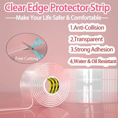 Clear Edge Protector & Corner Guards,2in（W x 3.3FT(L), Baby Proof Corner Protectors for FurnitureTable Bumper for Baby Safety, Sharp Edge Protector for Drawers, Tables, Cabinets - size: 2inX3.3FT