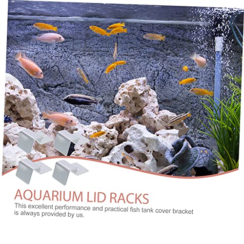 Fish Tank Bracket Support Frame, Stainless Steel Clip Holder for Aquariums, Glass Cover Support for Frameless Fish Tanks, 4 Pack