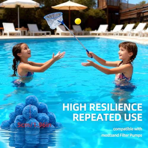 YUAN LIN 2026 Upgraded 3.1 lbs Pool Filter Balls for Sand Filter – Reusable Fiber Media, Replaces 100 lbs of Sand, Lasts Several Seasons – Blue - color: Blue