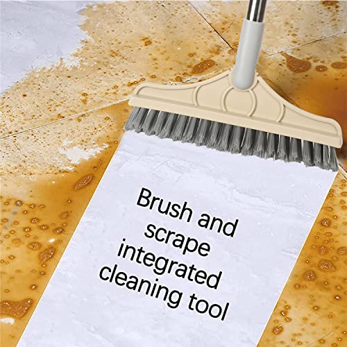 2 in 1 Floor Brush Scrubber with Long Handle Grout Brush 3 Poles 53.5'' New Upgrade Stiff Bristle Cleaning Scrub Brush with Squeegee 120°Rotating Tile Brush for Cleaning Bathroom Glass Patio Kitchen - color: Gray