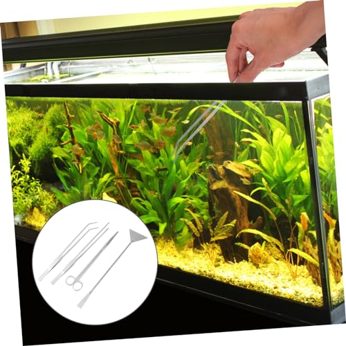 Abaodam 1Set Aquarium Aquascaping Tool Set Kit with Scissors Tweezers and Spatula for Precision Plant Care Fish Tanks