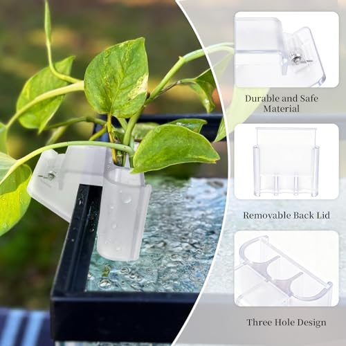 1 Pack Hanging Aquarium Plant Holder – 3 Holes Aquatic Plant Cups, Fish Tank Holder for Aquatic Plants, Ideal for Aquarium Tank Decoration(Transparent) - color: Transparent - 1 Pcs