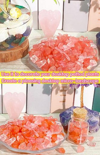 YATOJUZI Cherry Quartz Aquarium Gravel Rocks Bulk Wholesale Tumbled Crystals Stones Chips Crushed Reiki Energy Balancing Gemstones for Planters Vase Filler Fountain Fish Tank Potted Decor 0.44LB - color: Cherry Quartz, size: 0.44 Pound
