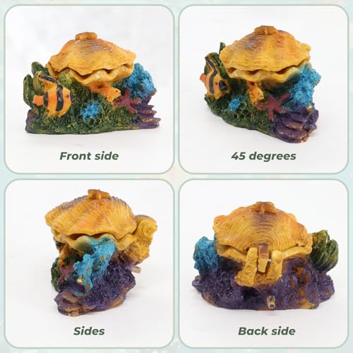 WishLotus Aquarium Bubbler Decorations, Opening and Closing Shells Air Bubbler Decor Ornament for Fish Tank (Yellow, S) - color: Yellow, S