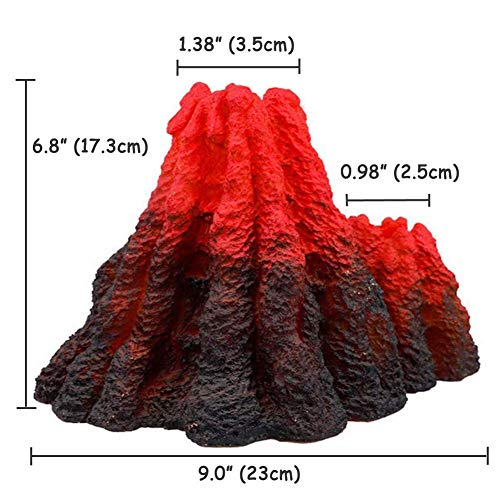S-Lifeeling Tank Decoration Volcano Ornament Lava Explosion Look Aquarium Decorations with Multi-Color LED Spotlight for Fish Tank (L) - color: Set, size: Large