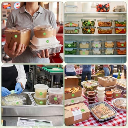 1000 Pcs Fish Food Labels 1 Inch, Vinyl Green Round Food Stickers Waterproof Oil Proof Adhesive Roll for Deli Sandwich Shop Seafood Market Catering Restaurant