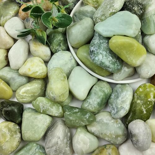 5LB Succulent Jade Pebbles for Indoor Plants, 1.2-2 Inch Natural Decorative Polished Stones, River Rocks for Vase, Flowerpot Decoration, Indoor Decoration,Landscaping and Garden Decoration - size: 5LB, style: Jade