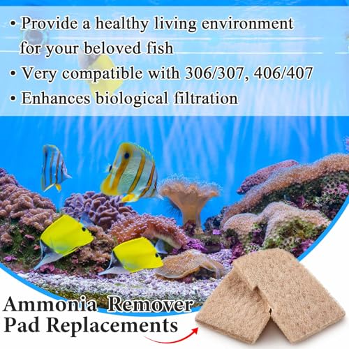 Threlaco 10 Pack Ammonia Remover Pads Compatible with Fluval 307/407/306/406, Aquarium Filter Replacement Pads for Fish Tank (Ammonia Remover) - color: 306/307/406/407 Ammonia Remover