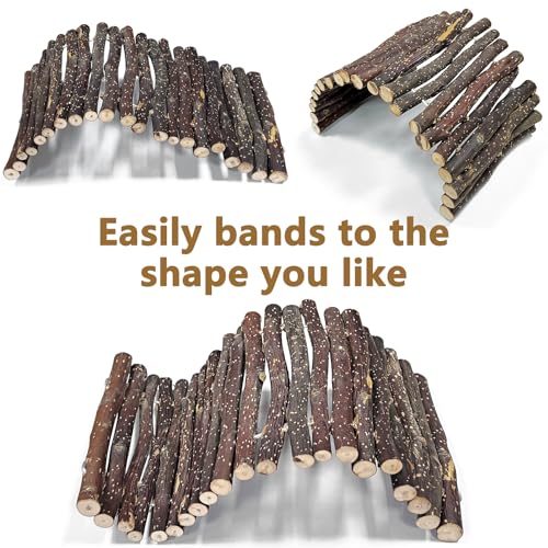 Hamiledyi 3pcs Large Reptile Hides Bearded Dragon Hide Bendable Climbing Bridge Wood Tunnel Tortoise Hut Lizard Hiding Cave for Snake Turtle Gecko Chameleon (15.8" x 7.9")