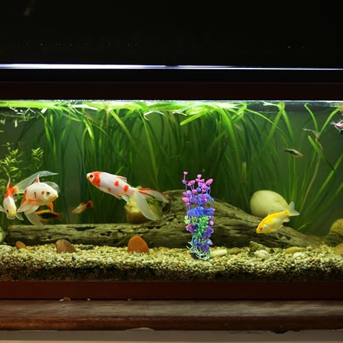Aquarium Decoration,Plastic Plant Decoration for Aquarium Landscaping, 8.3Inch(Purple Green)