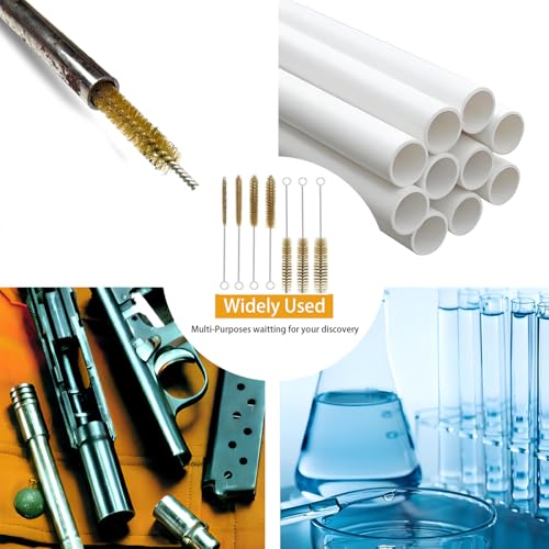 6pcs Brass Tube Pipe Cleaners Brush Set , Multi-Functional Bottle Brushes Long Brass Cleaning Wire Brushes for Cleaning Rust Set for Drill/Hand Descaling Rust Removal , 0.3"-1"