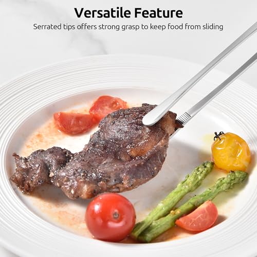 U-Taste 12in Long Kitchen Cooking Tweezer: 18/8 Stainless Steel Food-Grade Metal Food Tong, Flexible Pinching, Seamless-Welding, Sturdy and Non-Slip for Serving, Grilling, Frying, Baking (Round Tip) - size: 12in (round tip)