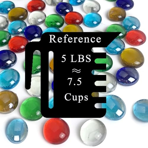 FANTIAN 5 lbs Flat Glass Marbles for Vase, 500 Pcs Mixed Color Mancala Beads Rocks, Decorative Glass Pebbles for Vase Aquarium Plants Mosaic Crafts Centerpieces and Fire Pit Decor - color: Multicolor, size: 5 Pounds