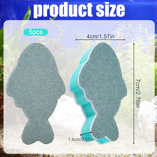 5pcs Double Sided Fish Tank Cleaning Brush, Fish Shape Aquarium Sponge Scrubber EVA Foam Pad Aquarium Cleaning Tool for Glass Kitchen Home