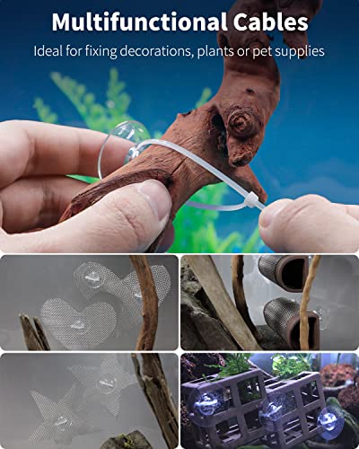 Pawfly 10 Pack Suction Cups with 20 Pieces Adjustable Zip Ties for Aquarium Fish Tank Binding Moss Shrimp Dodging Nest - size: 10 Pack