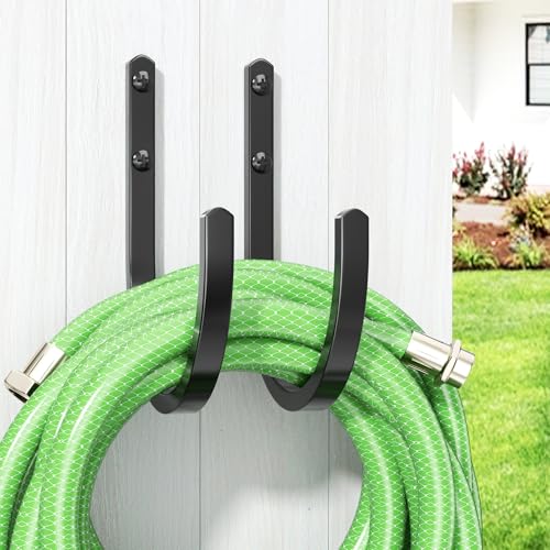 Garden Hose Holder Wall Mount - Aluminum Hose Hanger for Outside, Durable Wall-Mounted Hose Holder for Garden & Outdoor Use（4 Hooks）