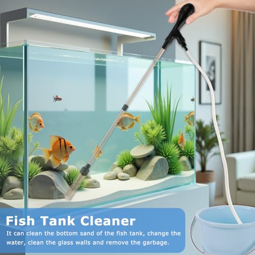 27 inch Fish Tank Cleaner Kit, Hose Silicone Airba g Fish Tank Water Changer Gravel Vacuum, Hand Pump Siphon, Fishes Tanks Glass Cleaner, Aquarium Cleaning Tools Water Changer