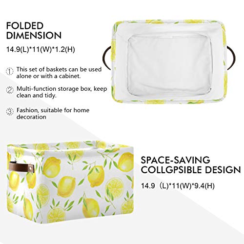 Fresh Lemons Pattern Rectangle Storage Bin, 15 x 11 x 9.5 in, Collapsible Organizer Storage Basket for Home Décor - color: Fresh Lemons Pattern, size: 1 PCS
