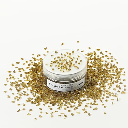 Brown Irregular Crushed Chips,DIY Craft Glitter Crystal Broken Glass Pieces,Bulk Transparent 2-4mm Glass Sprinkles, for Resin Art Vase Fill and Glitter Painting Jewelry Making(100g) - color: brown