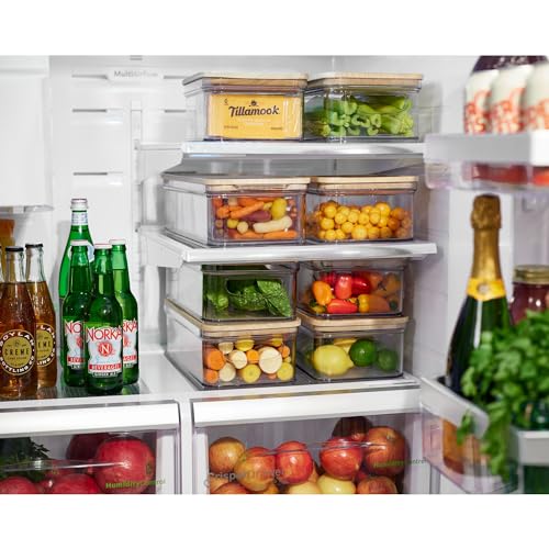 iDesign Recycled Plastic Crisp Storage Bin with Lid, The Rosanna Pansino Collection – 8.51” L x 8.51” W x 4.13” H, Clear Bin with Natural Wood Lid - size: Medium
