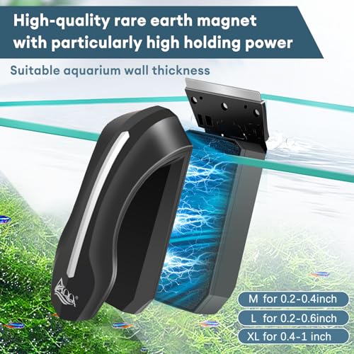 AQQA Aquarium Magnet Glass/Acrylic Cleaner,Fish Tank Cleaner Brush,Magnetic Algae Scrapers Cleaning Tools with 2 Detachable Scrapers,Floating Freshwater Saltwater (M) - size: Medium