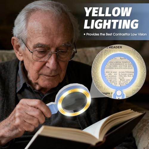 45X Magnifying Glass with Light, Rechargeable LED Magnifier, 6 Color Modes, 4.6" Large Lens, Handheld for Seniors Reading, Coins, Jewelry, Crafts