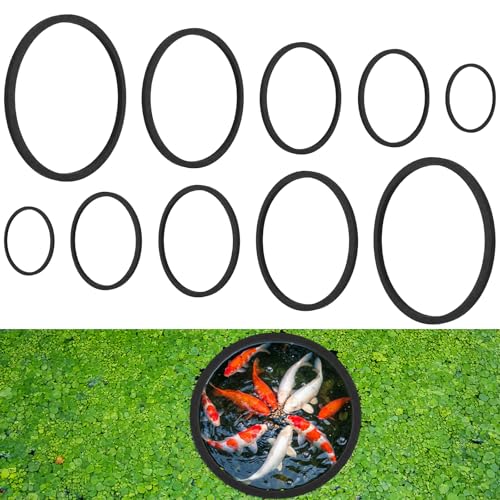10 PCS Fish Feeding Ring, 5 Sizes Aquarium Floating Plant Barrier Betta Feeding Ring for Fish Tank Round Floating Rings EVA Fish Feeder Rings, Filter Out Floating Plants Accessories (Black)