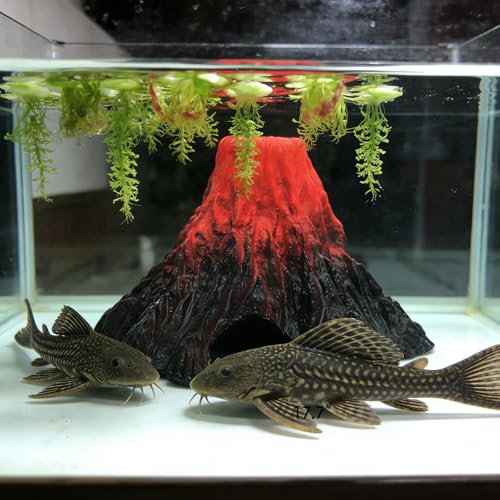 Aquarium Decorations Cave Fish Tank Accessories Volcano Decor (Medium)