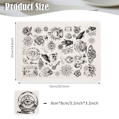 SUPERDANT 4PCS Divination Underglaze Paper Transfer Skull Witchcraft Transfer Paper for Clay Ceramic Porcelain Under Glaze Transfers for Pottery Enamel Decals Black Underglaze Decal Papers - style: Divinatory Elements